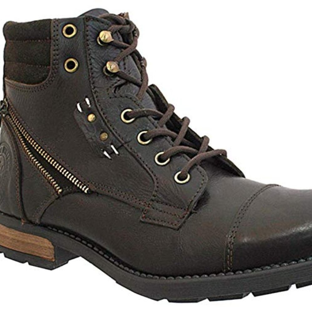 GBX Men's Cap Toe Side Zipper Boots,Brown,9.5 M